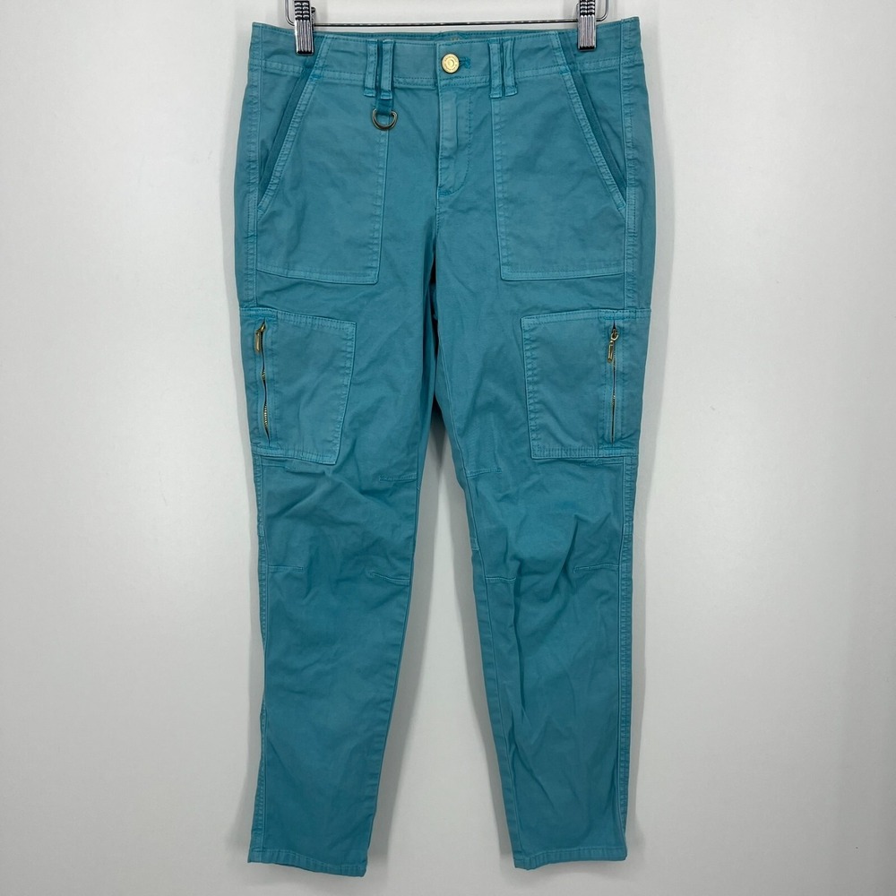 White House Black Market Cargo Pants Women's Size 2 Blue‎ Slim Crop Tactical